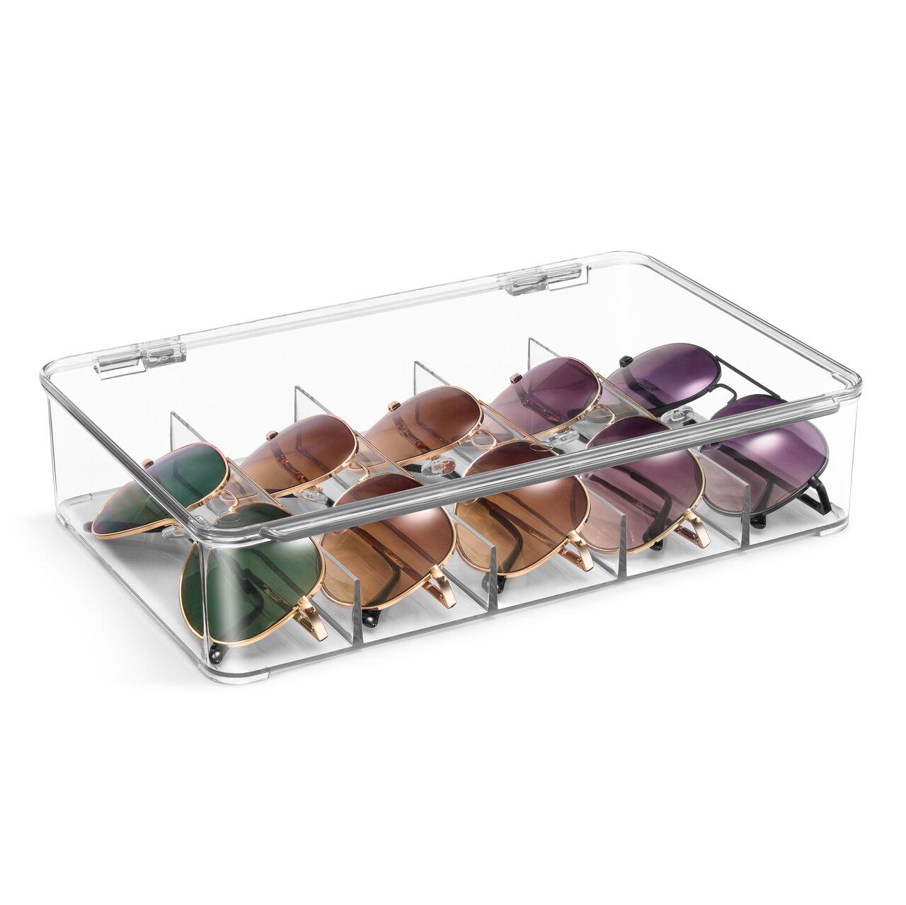 Sorbus Sunglasses Organizer - Plastic Stackable Eyeglass Storage and Display Case for Multiple Glasses with Lid (1 Pack)